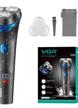 Электрическая аккумуляторная бритва vgr v-314 с плавающими головками роторная ipx6 с дисплеем