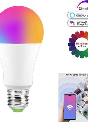 Rgb + cct лампа tuya e27, wifi, разноцветная лампочка для дома, умная смарт лампочка светодиодная