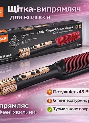 Гребінець-випрямляч для волосся з турмаліновим покриттям 45 вт raf r.412