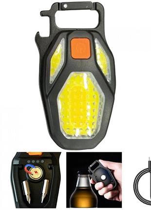 Фонарь ручной аккумуляторный multitool ll-203-cob с магнитом и карабином