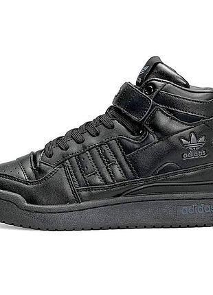 Високі термо кросівки adidas єврозима шкіряні чоловічі черевики адідас чорні (розміри: 41,42,43,44,45,46)
