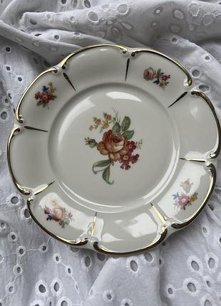 Німецька порцеляна pmr bavaria tirschenreuth, вінтажні десертні тарілки 19 см, 3 шт.