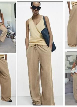 Крутые прямые, свободные брюки брюки zara из хлопковой пряжи. new