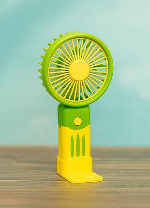 Вентилятор аккумуляторный handheld fan jx-991 зелёный-жёлтый, портативный вентилятор беспроводной