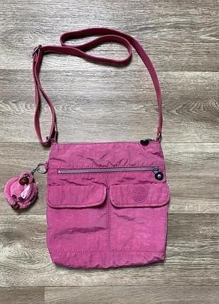 Оригінальна сумка / мессенджер kipling nylon crinkle pink angelia monkey рожева нейлонова сумка з мавпою