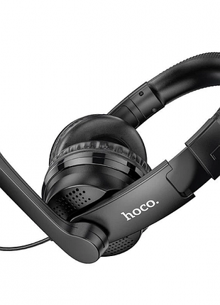 Наушники игровые с микрофоном hoco w103 magic tour aux / usb проводные, с оголовьем черные