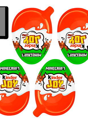Комплект шоколадних яєць kinder joy майнкрафт minecraft 4 шт. по 20 г