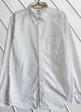 Мужская белая рубашка uniqlo l 40 50 юникло базовая классическая рубашка с длинным рукавом белая рубашка 50
