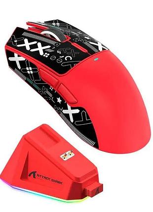 Мышь беспроводная игровая attack shark x11 print,paw3311, 22000 dpi 2,4g+bluetooth red