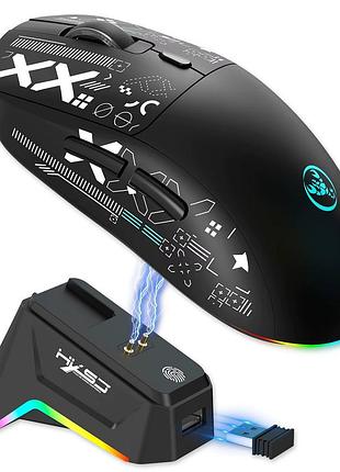 Миша бездротова, безшумна hysj т90 pro, зарядна док-станція 2,4g + bluetooth black