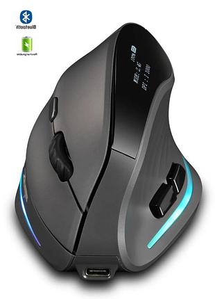 Вертикальная мышь беспроводная zelotes f-35c с аккумулятором rgb подсветкой 2,4g+bluetooth black