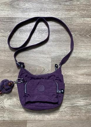 Оригінальна сумка / мессенджер kipling nylon crinkle purple okay нейлонова сумка з мавпою