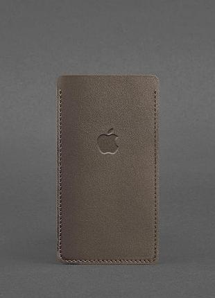 Кожаный чехол для iphone 13 темно-бежевый 3