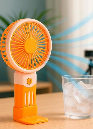 Портативный вентилятор на аккумуляторе handheld fan jx-991 оранжевый-розовый, ручной мини вентилятор (st)