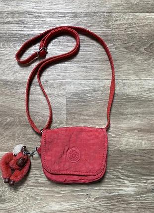Оригінальна сумка / мессенджер kipling nylon crinkle red mini сумка нейлонова з мавпою