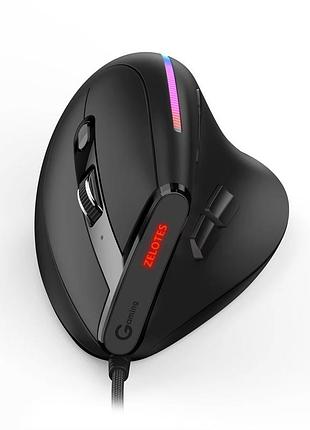 Вертикальная мышь проводная zelotes t-50 с rgb подсветкой