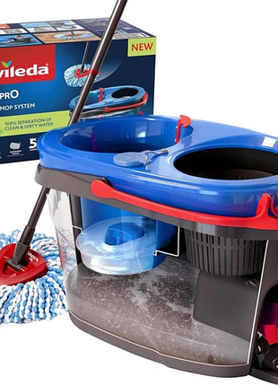 Набір для прибирання vileda 178332 h2pro spin mop & bucket system (телескопічна ручка, 6 л, чехія)