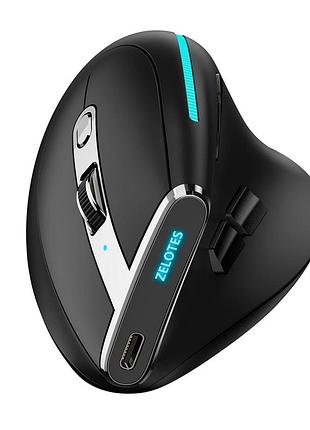Вертикальная мышь беспроводная zelotes f-36a с аккумулятором и rgb подсветкой 2,4g black