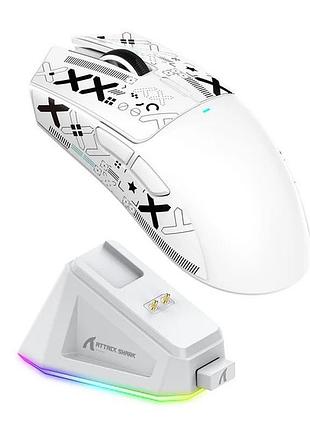 Мышь беспроводная игровая attack shark x11 print,paw3311, 22000 dpi 2,4g+bluetooth white