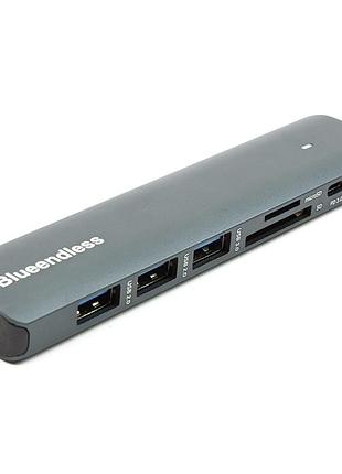 Usb-хаб blueendless usb type-c - hdmi, 3xusb type-a, sd, tf, usb type-c pd100w