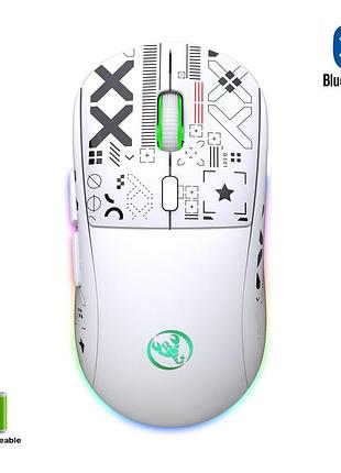 Миша hysj т90 безшумна з акумулятором 2,4g + bluetooth white
