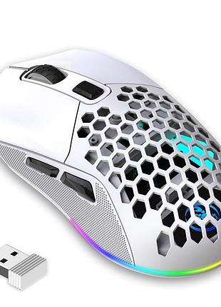 Hxsj миша бездротова hxsj т28 з акумулятором і rgb-підсвіткою 2,4g + bluetooth white