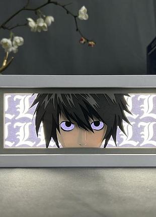 Світильник багатошаровий нічник 3d з ефектом аніме зошит смерті л death note l на пульті керування 20 см nl3d dn l