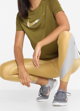 Жіноча спортивна футболка nike dri-fit оливкова розмір s-m