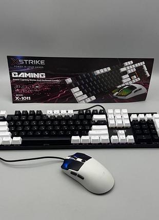 Проводная клавиатура мембранная с подсветкой + мышка rgb usb xstrike x-1011 комплект