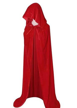 Червоний довгий оксамитовий плащ -накидка