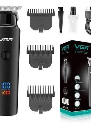 Тример для волосся vgr v-937, з usb-кабелем для заряджання, світлодіодним дисплеєм, 3 насадками