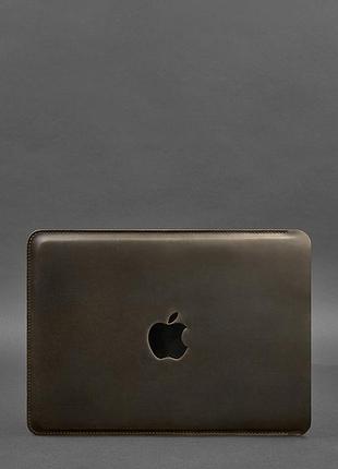 Кожаный чехол для macbook 14 дюймов темно-коричневый crazy horse