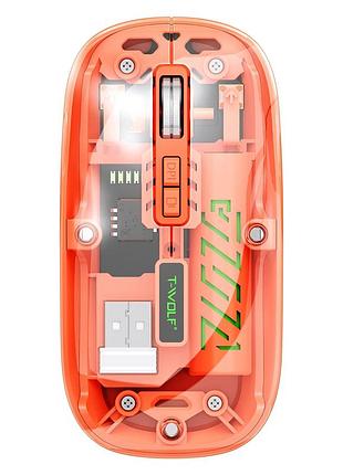 Мышь t-wolf x11 беспроводная, бесшумная с аккумулятором 2,4g+bluetooth orange