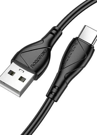 Кабель для зарядки borofone bx121 usb - type-c, 3a 1м. чорний шнур для заряджання iphone/android