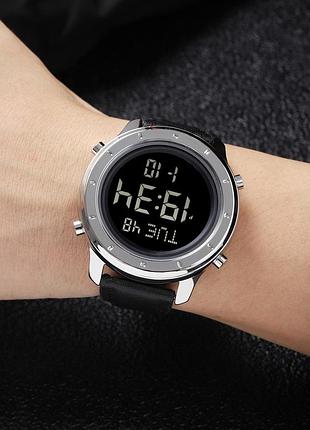 Skmei 1864lsibk silver-black leather 3