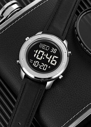 Skmei 1864lsibk silver-black leather 4