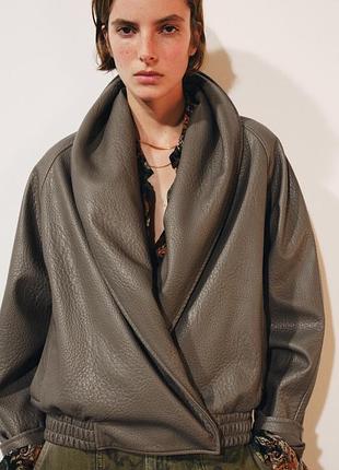 Двубортная куртка с эффектом кожи zw collection