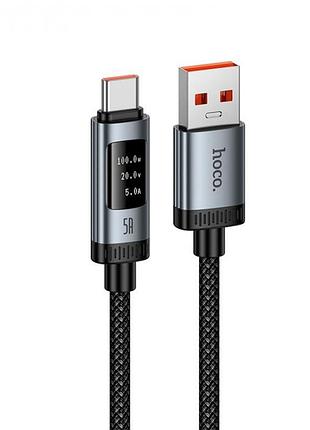 Кабель для швидкого заряджання hoco u148 digital display usb — type-c 100 w з led-дисплеєм 1.2 м чорний