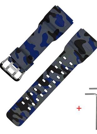 Ремешок + монтажные инструменты для casio g-shock gg-1000/gwg-100/gsg-100 camo blue silver