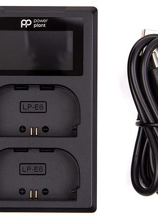 Зарядное устройство powerplant canon lp-e6 для двух аккумуляторов, led экран
