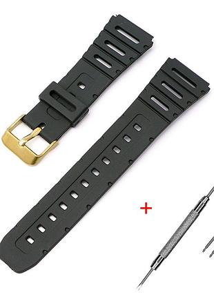 Ремешок для casio g-shock 20mm:ca-53w ca-61w ft-100w w-520u w-720g black gold