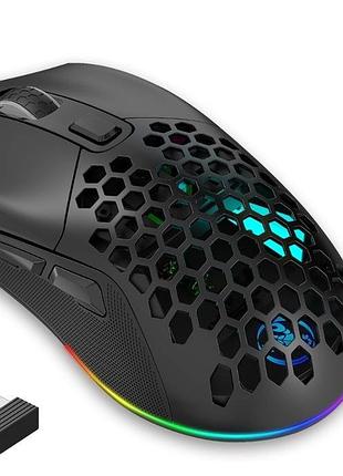 Hxsj миша бездротова hxsj т28 з акумулятором і rgb-підсвіткою 2,4g + bluetooth black