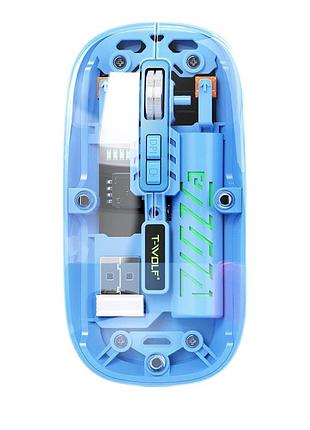 Мышь t-wolf x11 беспроводная, бесшумная с аккумулятором 2,4g+bluetooth blue