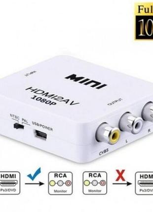 Адаптер hdmi to av rca переходник конвертер 720p/1080p белый