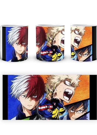 Кружка geekland моя геройская академия my hero academia всемогущий, тодороки, бакуго и иида коллаж mha 02.528