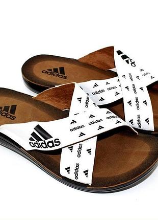Чоловічі шльопанці тапочки adidas сланці білі адідас ( розміри: 40,41,42,43,44,45)