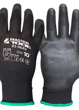 Перчатка mastertool полиуретановая черная 10" (83-0645) (6 шт.)