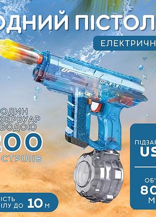 Водный пистолет для детей, электрический бластер uzi с автоматическим наполнением водой, синий