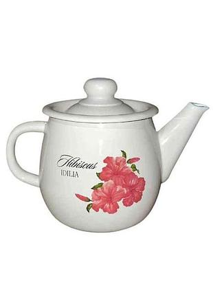 Заварник эмалированный 1л /2 гибискус идиллия (молочная) (i2707/2) тм idilia