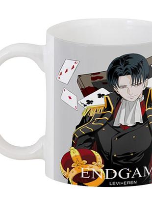 Кружка geek land біла атака титанів attack on titan ерен та леви at.02.38
